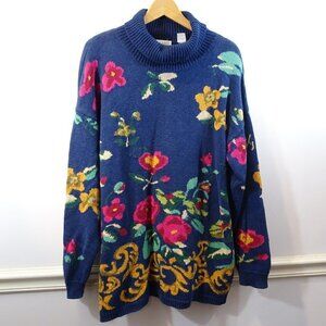 Stefano Vintage Sweater 80’s 90’s Multicolor Slouchy Size 18/20 Floral Print